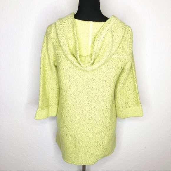 Soft Surroundings neon yellow lime green hooded knit tunic top size Small - Picture 2 of 15